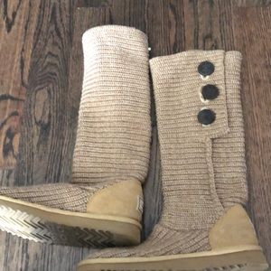 Tan cable knit tall UGG boots